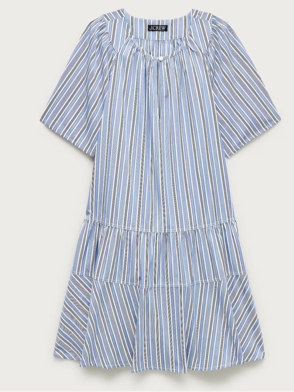 NWT J Crew Tiered Mini Dress Blue White Stripe Cotton